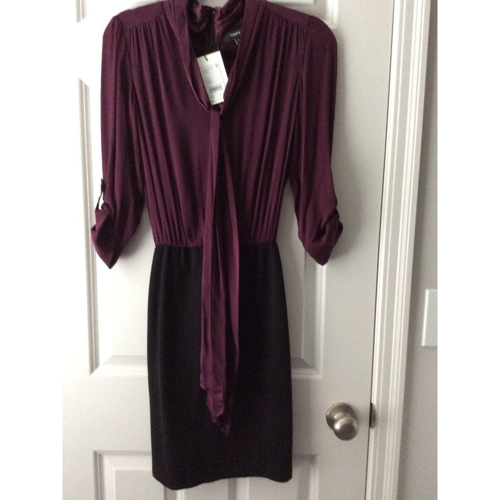 NWT, Theory, Size M Dress, Black Skirt Plum Top, Beautiful  Dress!  J0916736